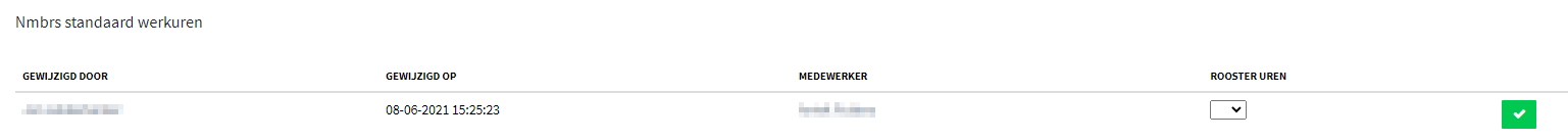 Nmbrs standaard werkuren 
ROOSTER u REN 